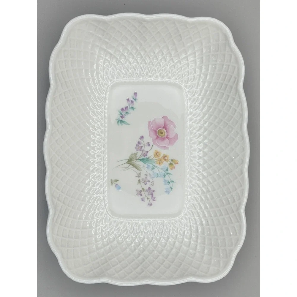 Mikasa Gentle Breeze Flowered Trinket Vanity‎ Tray Bone China 7.5